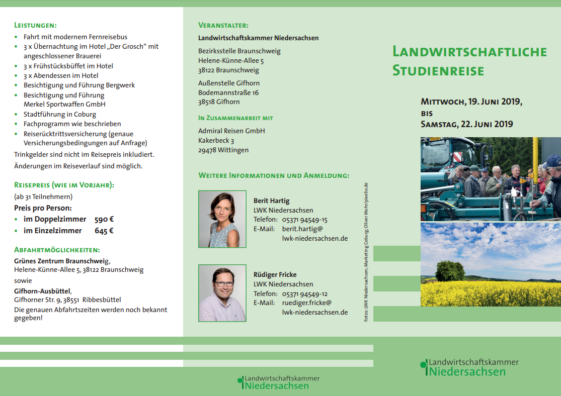 Flyer: Landwirtschaftliche Studienreise